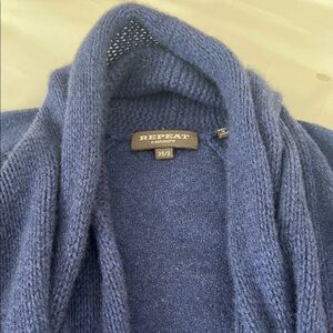 Repeat Cashmere Deep Blue Open-Front Cardigan